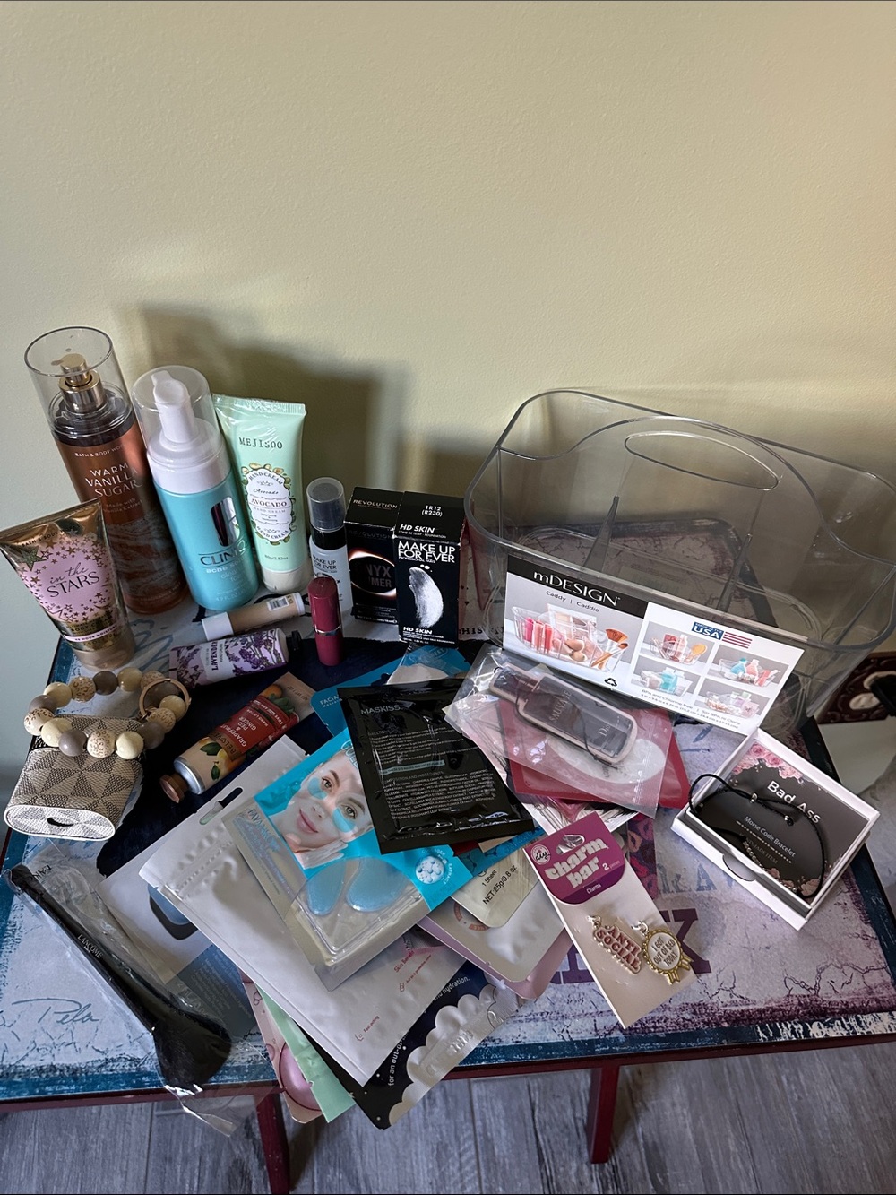 Assorted Beauty Essentials Kit in Pink and Clear 37 pieces